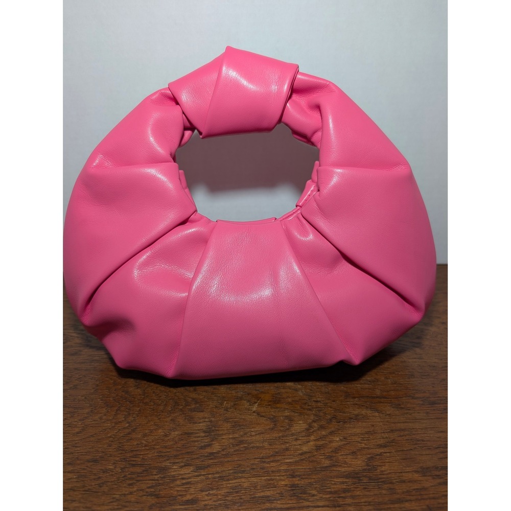 Unbranded Knotted Handle Mini Hobo Bag Womens Small Pink Excellent Vegan Leather